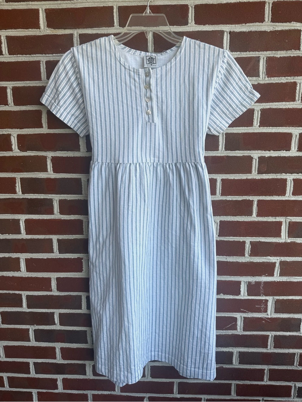Vintage 80s 90s Striped Prairie House Cotton Dress Made in the USA